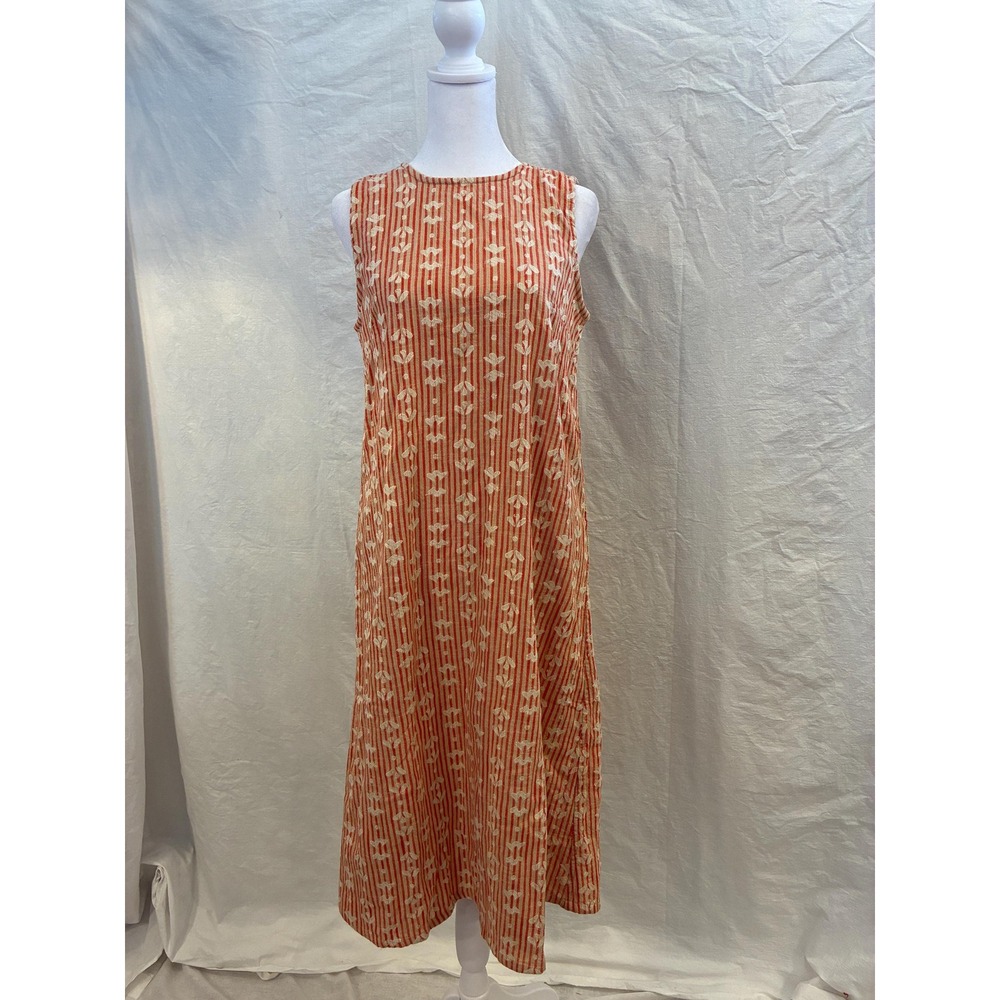 Ace & Jig Sleeveless Handwoven Cotton Shift Midi Dress S, Button Back - Picture 3 of 8